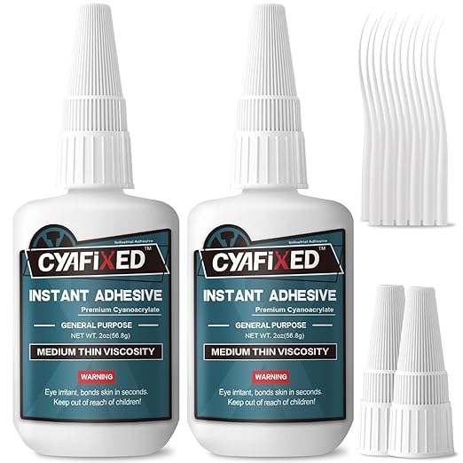 Medium-Thin Super Glue 4oz Clear Liquid CA Glue for Wood Shoe Furniture Ceramic Leather Glass Plastic Model Metal Rubber, All Purpose Cyanoacrylate Instant Adhesive, Strong Bonding and Fast Drying