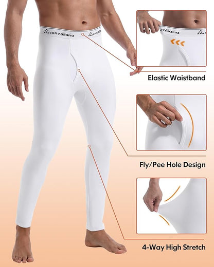 Men's Thermal Pants Fleece Lined Long Johns Compression Bottom Athletic Base Layer Cold Weather Gear 1 2 4 Pcs