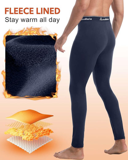 Men's Thermal Pants Fleece Lined Long Johns Compression Bottom Athletic Base Layer Cold Weather Gear 1 2 4 Pcs
