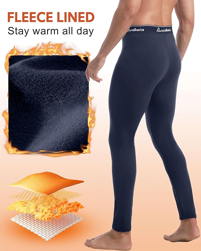 Men's Thermal Pants Fleece Lined Long Johns Compression Bottom Athletic Base Layer Cold Weather Gear 1 2 4 Pcs