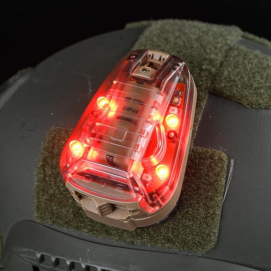 Tactical IR Helmet Light 4 Modes with Red + White LED + IR Strobe/Constant, Airsoft Survival Signal Identification Lamp for Fast Wendy and More Helmets
