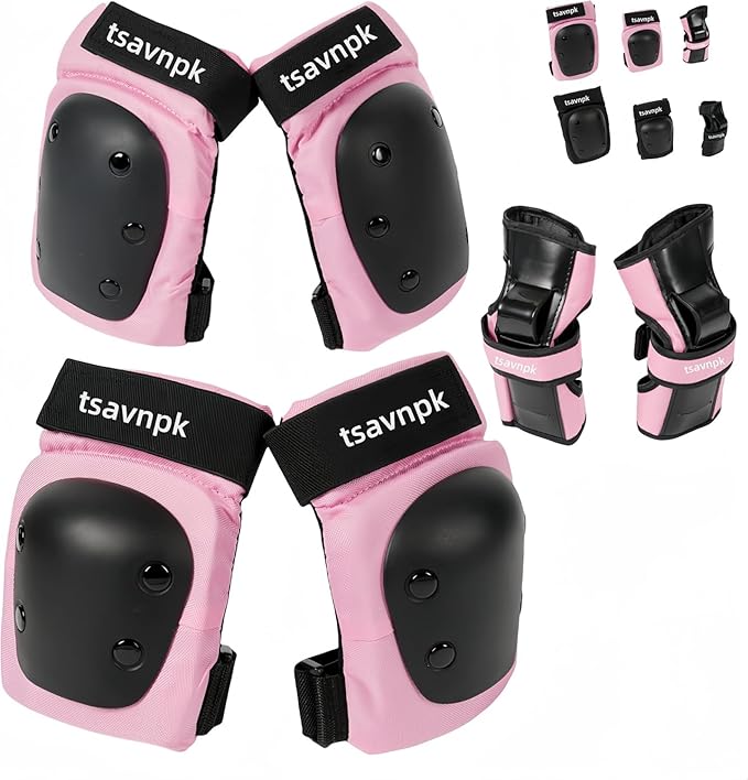 Kids/Adult/Youth Knee and Elbow Pads ,Adult Knee Pads Elbow Pads Wrist Guards for Adult Kids 6 in 1 Protective Gear Set for Skateboarding Biking Roller Skating Cycling Outdoor