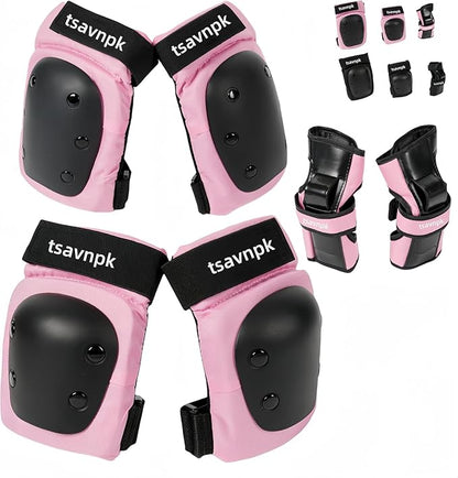 Kids/Adult/Youth Knee and Elbow Pads ,Adult Knee Pads Elbow Pads Wrist Guards for Adult Kids 6 in 1 Protective Gear Set for Skateboarding Biking Roller Skating Cycling Outdoor