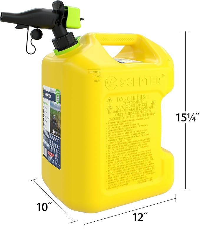Scepter FSCD552 Fuel Container with Spill Proof SmartControl Spout, Yellow Diesel Can, 5 Gallon (Pack of 4)