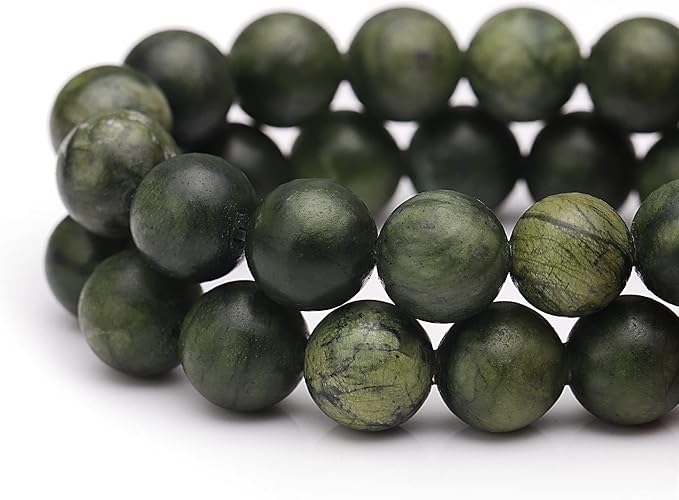 Youngbling Natural Jade Beads for Jewelry Making,10mm Green Jade Polished Round Smooth Stone Beads,Genuine Real Stone for Bracelet Necklace 15 Inch(Green Jade,10mm)