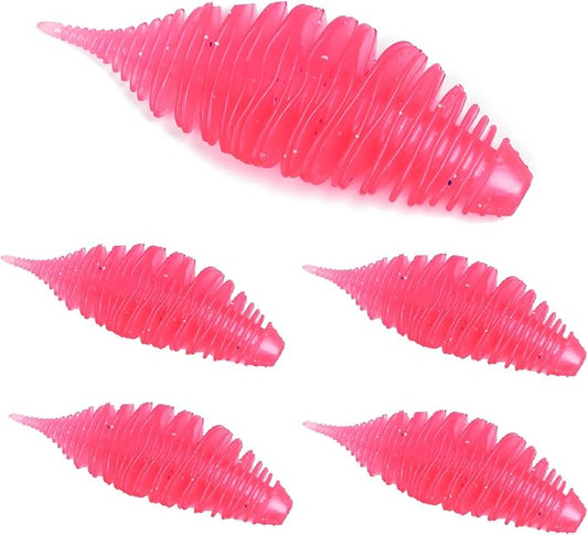 Soft Swimbait Lures, Soft Plastic Fishing Lures Kit, Bass Fishing Lure Swim Baits with 5 Color, Threaded Small Needle Tail for Trout, Crappie, Bass, Redfish, Freshwater, Saltwater