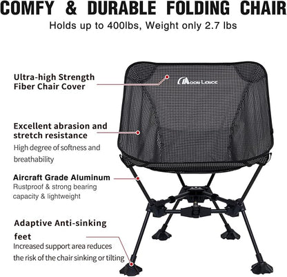 MOON LENCE Portable Camping Chair Backpacking Chair - The 4th Generation Ultralight Folding Chair - Compact, Lightweight Foldable Chairs for Hiking Mountaineering, Beach
