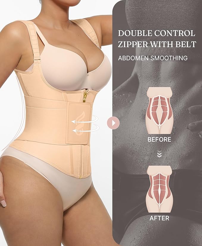 FeelinGirl Waist Trainer for Women Tummy Control Waist Cincher Belt Workout Body Shaper Vest with Adjustable Shoulder Strap