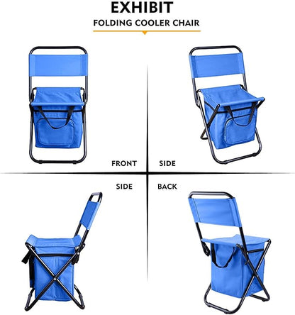 LEADALLWAY Fishing Chair with Cooler Bag Compact Fishing Stool Foldable Camping Chair