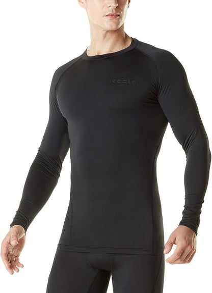 TSLA Men's Thermal Long Sleeve Compression Shirts, Athletic Base Layer Top, Winter Gear Running T-Shirt