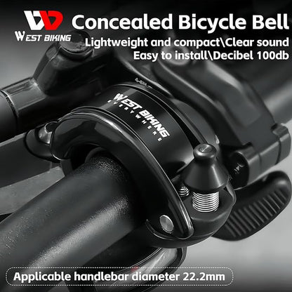 Ultra-Loud Hidden Bike Bell - Ideal for Adults & Kids | 100dB Clear Ring | Fits 22.2mm/0.78in Handlebars | Also for e-Scooters & Walkers ﻿