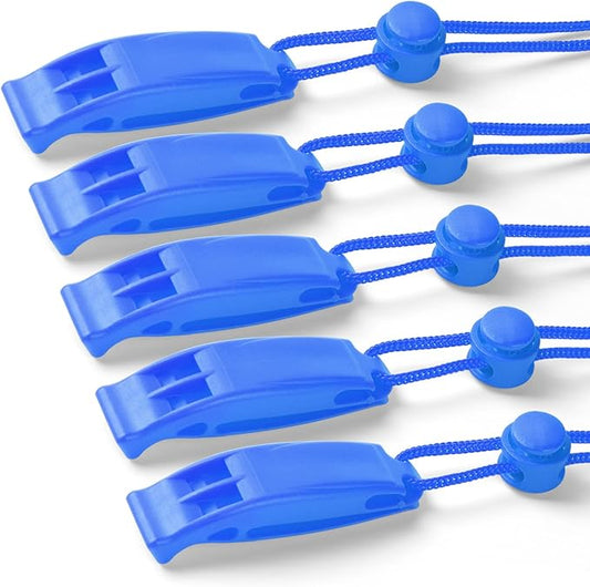 2-Pack Whistle Emergency Safety with Lanyards - High Decibel Survival Whistle for Life Jackets, Boating, Kayaking, Hiking, Hunting & Rescue