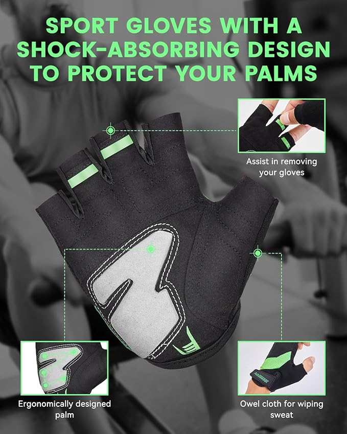 Breathable Workout Gloves for Weight Lifting, Gym & Cycling – Lightweight Fingerless Training Gloves with Enhanced Grip & Shock Absorption, Great for Fitness