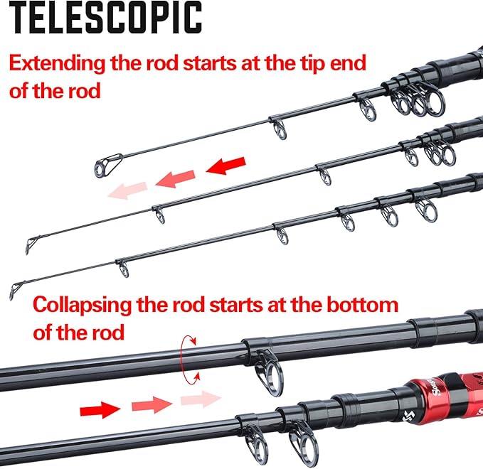 Sougayilang Portable Telescopic Fishing Rod with Carbon Fiber Material and Precision Carved Reel Seat - Suitable for Saltwater and Freshwater Fishing