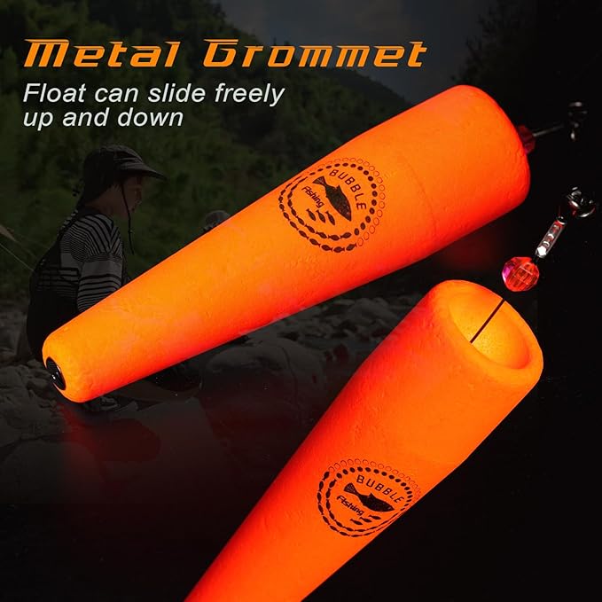 Fishing Floats Rigs Popping Corks for Saltwater Rattle Weighted Bobbers Fishing Tackle (4pcs, 2/3/4/5 in, Green/Yellow/Orange)