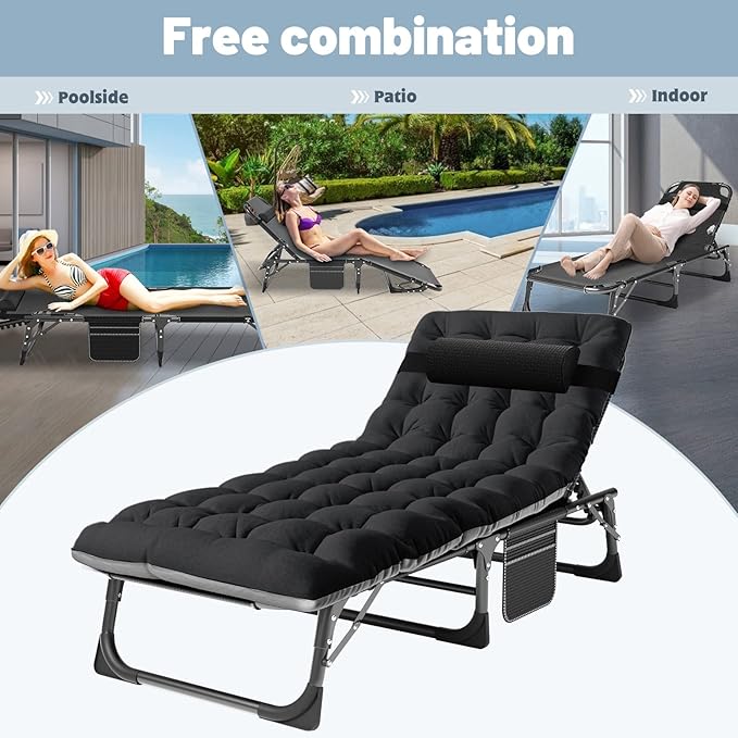 Slsy Folding Camping Cot for Adults with Pad, Padded Portable Sleeping Cots, Camp Bed with Carry Bag for Outdoor Travel, Beach, Hiking