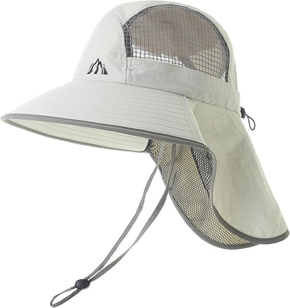 UV Sun Protection Hat Women Foldable Neck Flap Wide Brim Fishing Hat with Ponytail Hole for Women