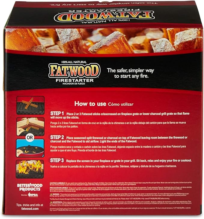 Betterwood 10lb Fatwood Natural Pine Firestarter (2 Pack) for Campfire, BBQ, or Pellet Stove; Non-Toxic and Water Resistant