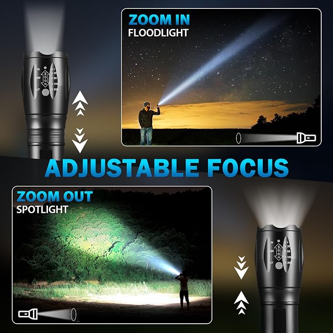 12Pack LED Flashlights High Lumens, 5Mode Tactical Flashlight for Home, Small Flashlights Powerful, Pocket Flashlight Battery Powered, Adjustable Torch Light, Mini Flash Light for Emergencies Camping
