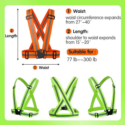 Reflective Safety Vest 2pcs - High Visibility Vest Adjustable Straps for Outdoor Jogging, Cycling,Walking,Workers
