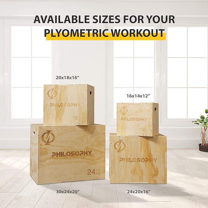 Philosophy Gym 3 in 1 Wood Plyometric Box - Jumping Plyo Box for Training and Conditioning