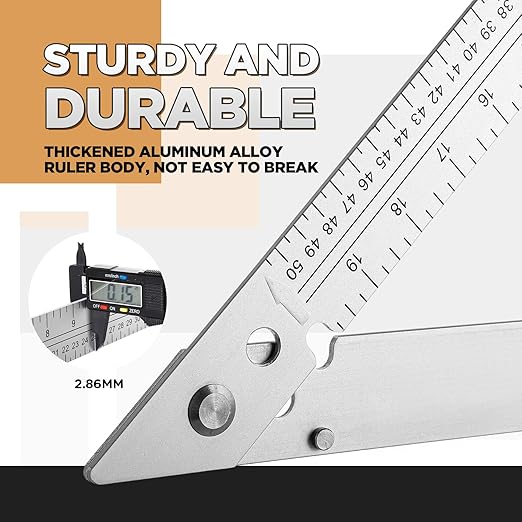 24 Inch Folding Triangle Ruler Aluminum Framing Square for Carpenter Tools Construction Framing Tool Woodworking Foldable Frame Measurement Angle Ruler