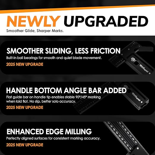 Upgraded Precision Square for Woodworking – 12 Inch Triangle Ruler with Side Scale | CNC-Machined Aluminum Layout Tool | 90 Degree Right Angle Framing & Marking Square