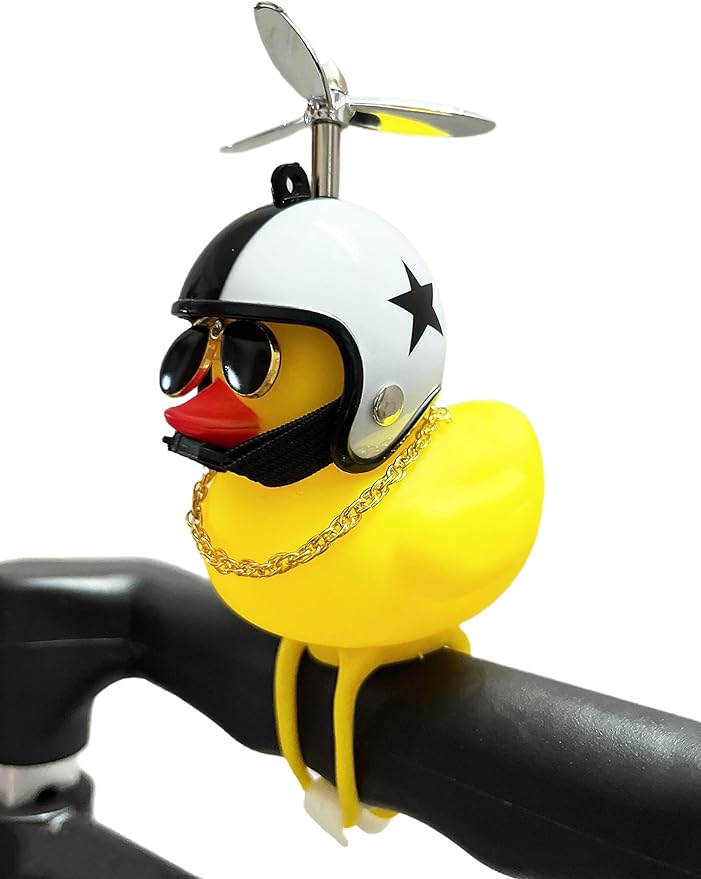 Lovely Yellow Duck Bike Bell, Kids Bike Horn, Rubber Yellow Duck Bicycle Accessories with LED Light - for Kids Toddler Children Adults Sport Outdoor