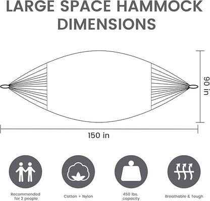 LazyDaze Hammocks Handwoven Outdoor Double Rope Mayan Hammock Bed, Tree Hammocks with Stand for Outside Patio Indoor Bedroom, hamacas para adultos, Blue