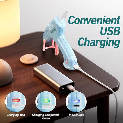 20W Portable Mini Hot Glue Gun with 30 Glue Sticks,USB - Charging,Fixed Stand-Multifunctional for School Crafts DIY Arts Gift