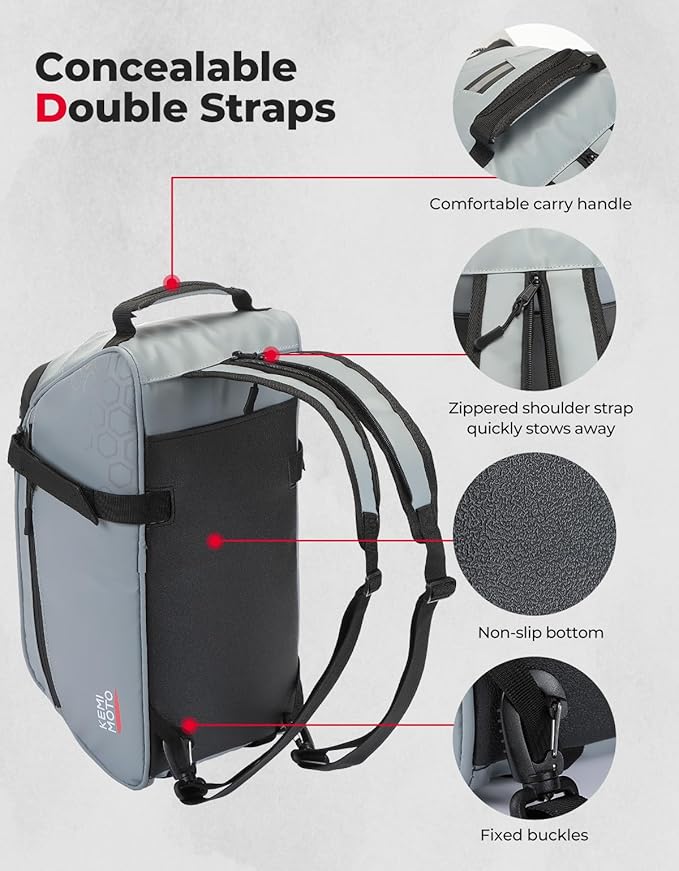 KEMIMOTO Rear Bike Rack Bag 11L, Water-resistant 3 IN 1 Bicycle Trunk Bag Cycling Luggage Saddle Shoulder Pack for Road Mountain Ebikes, Storage Backpack for Commuting, Shopping, Traveling, Grey