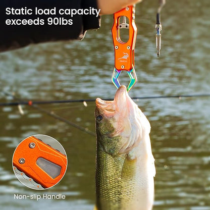 Pristis Metal Fish Lip Gripper, Heavy Duty Stainless Steel Fishing Grabber with Lightweight Aluminium Handle, Hook Remover Holder for Caught Fish, Snakehead Grab Grip Tool for Freshwater Saltwater