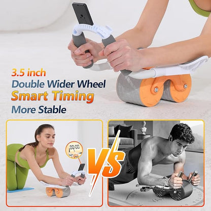 2026 New Ab Roller Wheel with Timer & Knee Mat,Automatic Rebound Abdominal Wheel with Elbow Support Ab Workout Equipment for Strengthening Core Muscles Abs Exercise Roller for Women Men