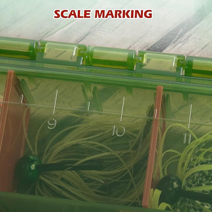 Goture Fishing Tackle Box Organizer - Transparent Fishing Organizer Box w/Measurement Ruler, Adjustable Dividers, Dual Latches | 2 Pcs 3700 Tackle Tray| Ergonomic Grip