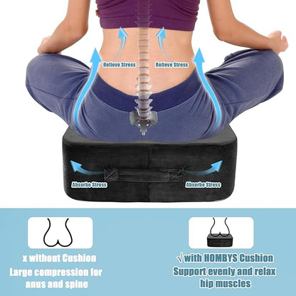 HOMBYS Extra Thick Seat Cushions for Office Chair,Adult Booster Seat for Car,Memory Foam Car Cushion for Height,Chair Cushions for Elderly Wheelchair,Desk Chair Seat Cushion (Black)