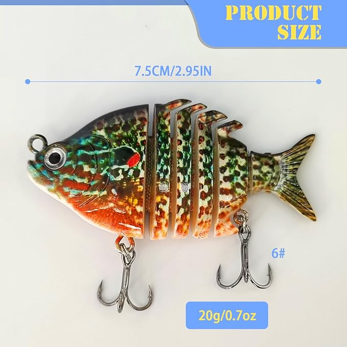 Multi Jointed Swimbait Saltwater Fishing Lures with Sharp Treble Hooks, Bass Fishing Lures Walleye Trout, Lifelike Slow Sinking Fish Bait Lures Kit Freshwater