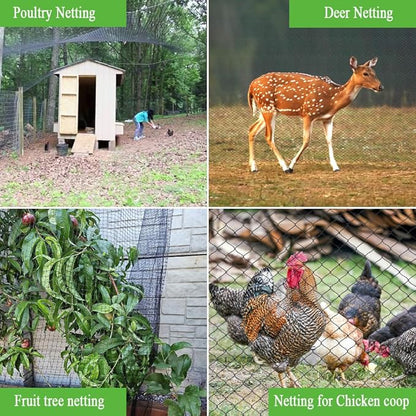 Bird Netting 7.5x65 Ft, 1/2In Mesh Heavy Duty Garden Netting Pest Barrier for Plants, Fruit Trees, Vegetables, Extra Strong Woven Mesh Netting, Animal Fencing Against Birds, Deer, Poultry