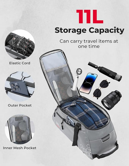 KEMIMOTO 11L Bike Bag for Bicycle Rear Rack, Fully Reflective 3-in-1 Carrying Style Bike Trunk Bag, Water-Resistant E-bike Saddle Pannier Bag with Shoulder Strap for Bike Backpack