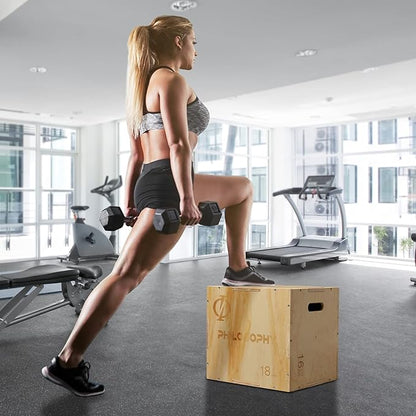 Philosophy Gym 3 in 1 Wood Plyometric Box - Jumping Plyo Box for Training and Conditioning