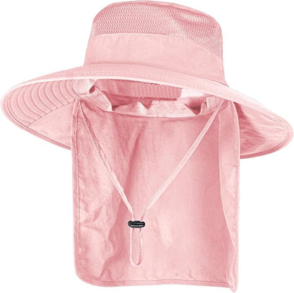 Sun Hats for Men Women Fishing Hat UPF 50+ Breathable Wide Brim Bucket Hats Summer UV Protection Safari Hat with Neck Flap