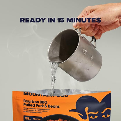 BIGHORN Mountain Food Bourbon BBQ Pulled Pork and Beans - premium freeze dried meals for backpacking food - dehydrated camping food for backpacking meals - 2 Servings