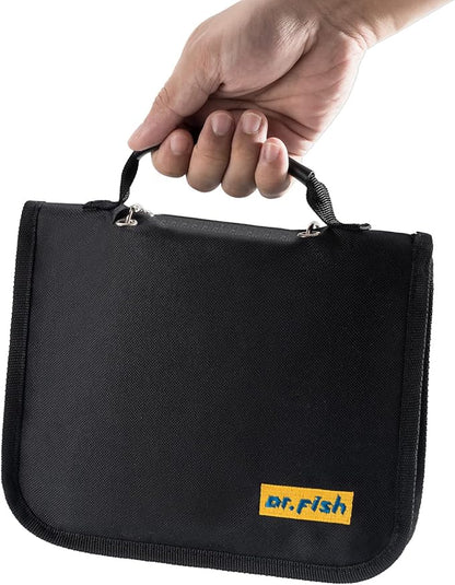 Dr.Fish Soft Bait Binder 10 Pieces PVC Bag Fishing Lure Storage Tackle Wallet Waterproof Heavy Duty Buckle Corrosion Resistant Zipper Worms Snell Hooks Sinkers Rig