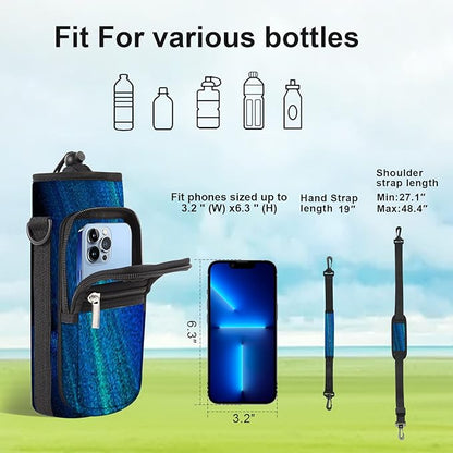 25/32/40/64oz Water Bottle Bag Holder Carrier-Insulated Crossbody Sling Case Sleeve with Strap & Pockets for Men Women Gym Cycling Travel Walking Hiking Camping