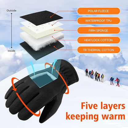 OZERO Winter Gloves for Men & Women | -30℉ Warm Thermal Running Cycling and Work Gloves for Men Cold Weather | Deerskin and Polar Fleece Insulated Winter Gloves Men