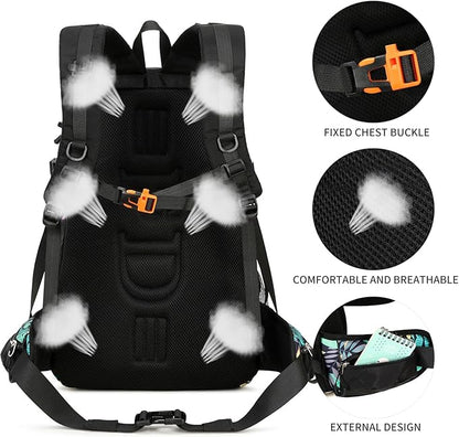 FENGDONG 40L Waterproof Lightweight Outdoor Daypack Hiking,Camping,Travel Backpack for Men Women Leaf