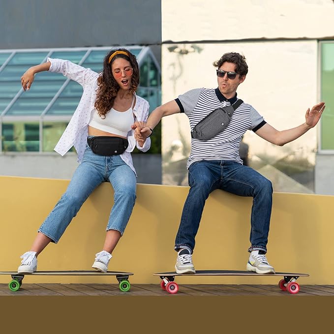 WATERFLY Fanny Pack Waist Bag: Small Hip Pouch Bum Bag Fannie Pack Phanny Fannypack Waistpack Bumbag Beltbag Sport Slim Fashionable for Jogging Hiking Hiker Woman Man