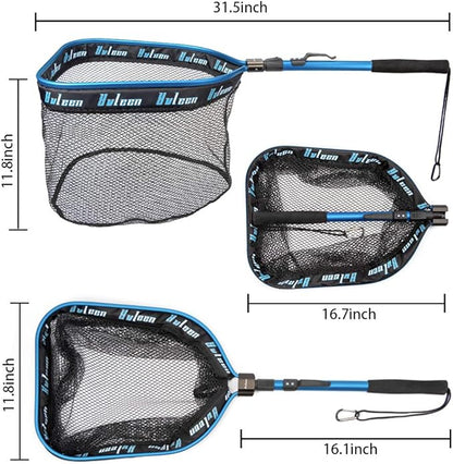 YVLEEN Floating Fishing Net - Folding Fishing Landing Net with Rubber Coating Mesh for Easy Fish Catch and Release, Fishing Net for Freshwater and Saltwater