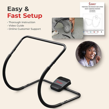 Sunny Health & Fitness Waist Trainer Ab Roller with Elbow Support, Training Wheels, Foldable for Home Gym, Abdominal Exercises, Core Strength, Glute Trainer, Crunch Workouts with Optional Dip Station