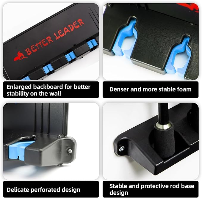 Vertical Fishing Rod Holder for Garage, Fishing Pole Holders- Holds Up to 6 Rods or Combos, Wall Mount Fishing Pole Rack, Fits Most Rods of Diameter 3-19mm, Fishing Gifts for Men