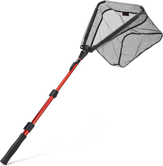 Sougayilang Fishing Net Fish Landing Net, Foldable Collapsible Telescopic Pole with EVA Handle, Durable Nylon Material Mesh, Safe Fish Catching or Releasing